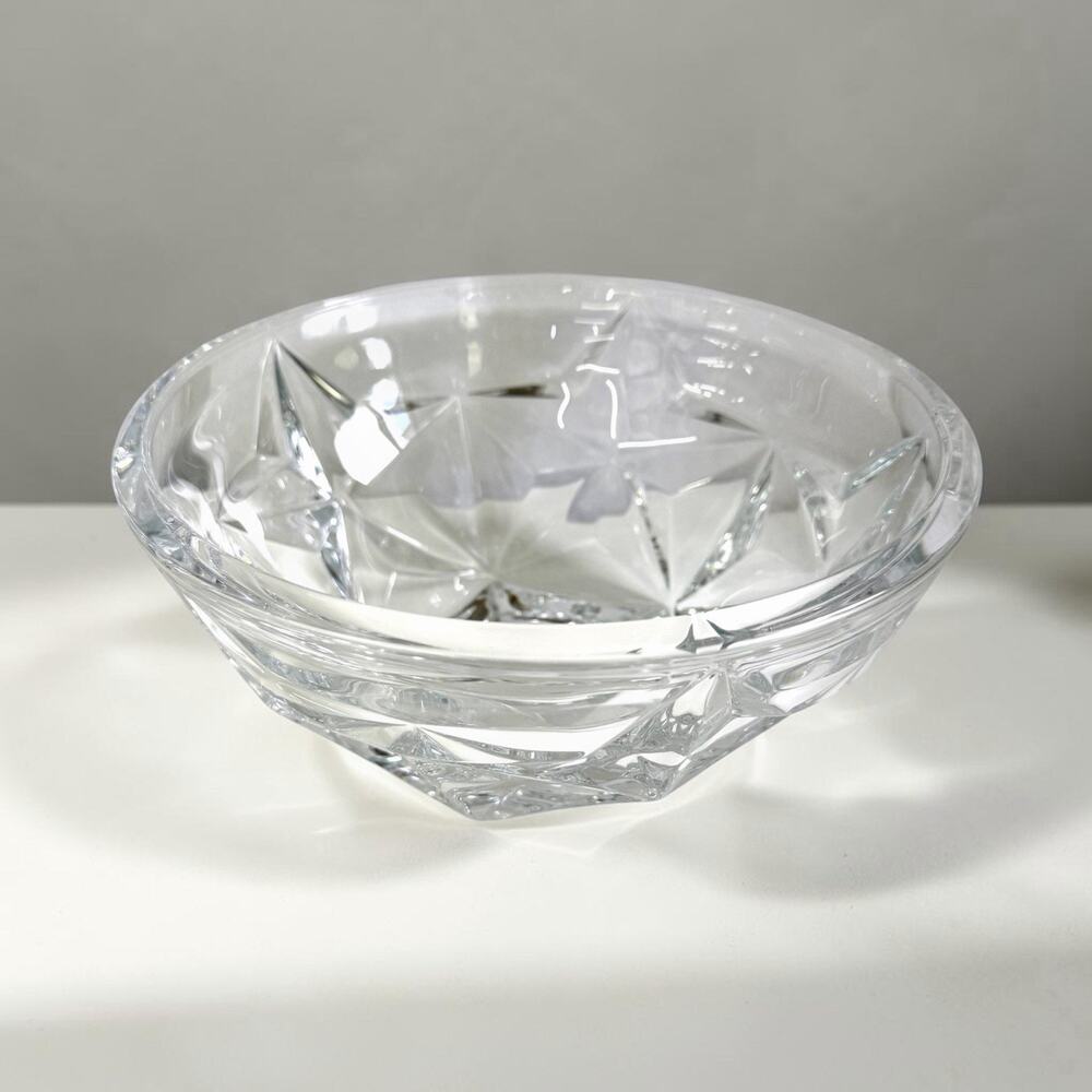 Vintage Tiffany & Co. 9” Stars Clear Crystal Bowl Etched Collectible Trinket